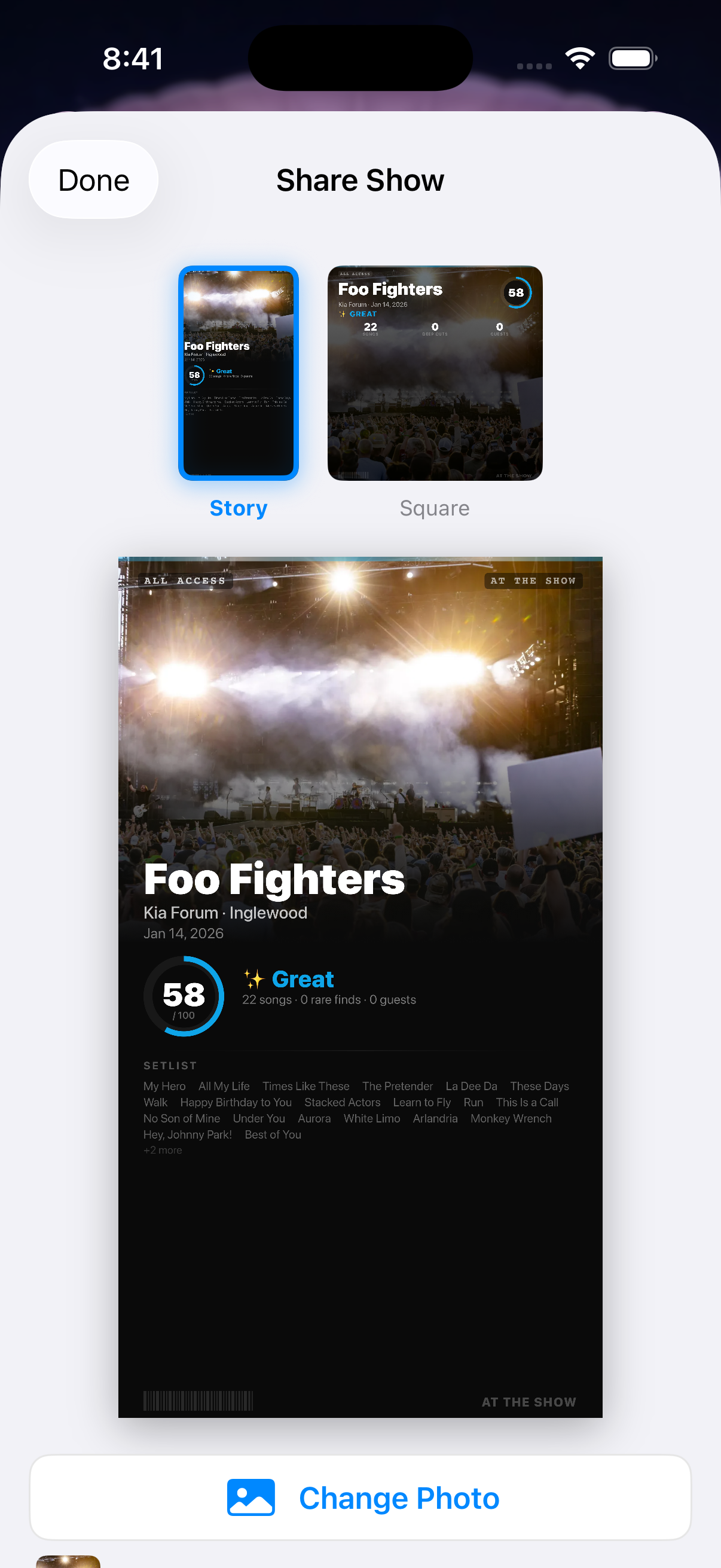 At The Show — share card